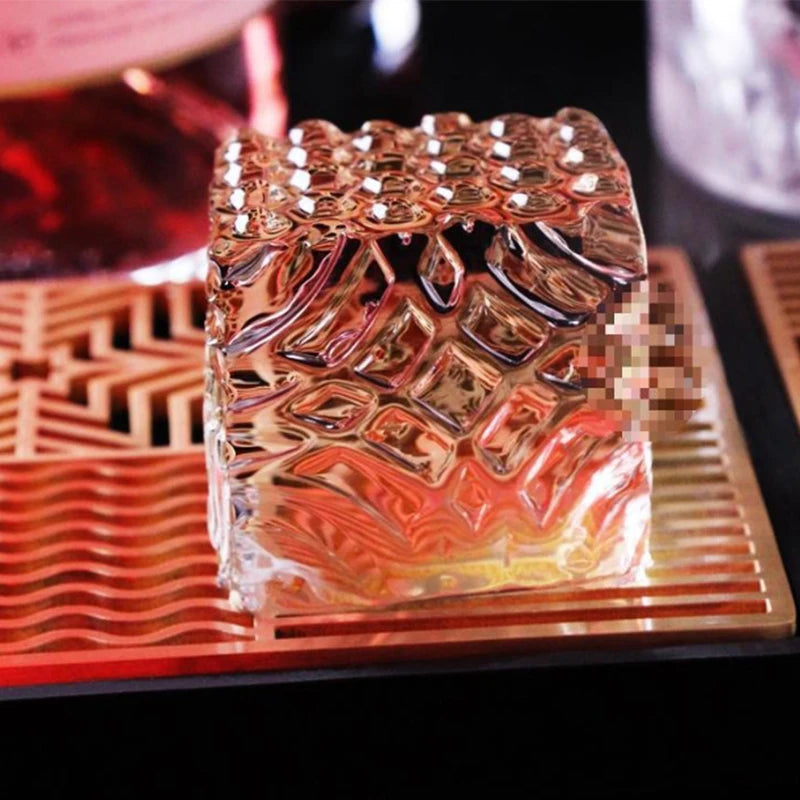 Ice Cube Design Plate Food Grade Brass Ice Stamp Mold Ice Printing Bar Bartender Whiskey Pressing Stamping Square Tray