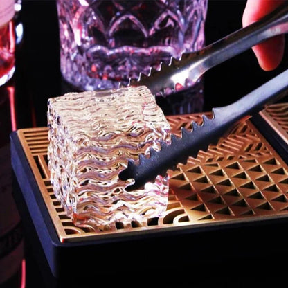 Ice Cube Design Plate Food Grade Brass Ice Stamp Mold Ice Printing Bar Bartender Whiskey Pressing Stamping Square Tray